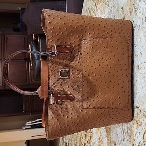 Dooney & Bourke Tammy tote ostrich embossed leather Cognac brown